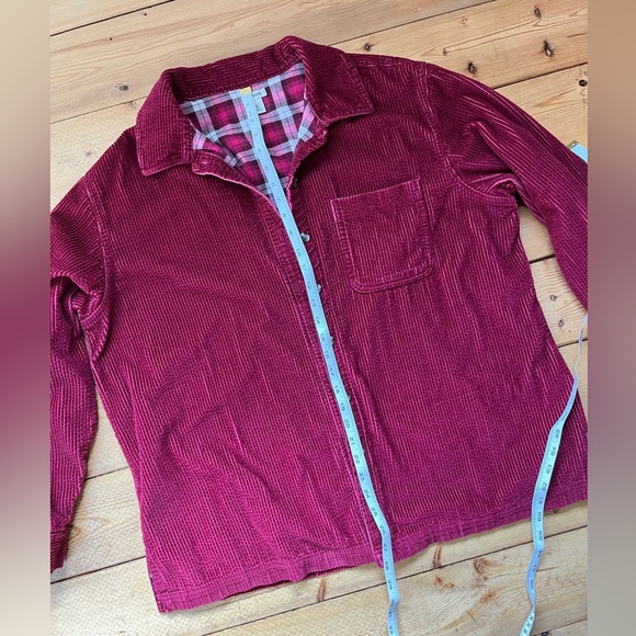 LL Bean Corduroy Shacket Button Up Jacket Flannel Lined Burgundy Red XL - Picture 3 of 6